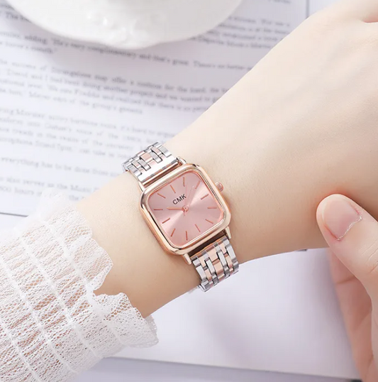 ginaikeio roloi asimi me rose gold tetragono