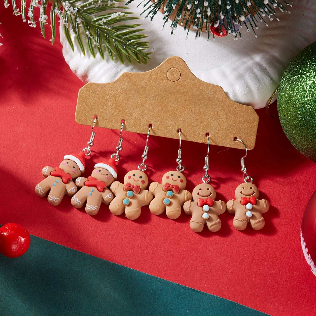3 ζευγάρια gingerbread σκουλαρίκια